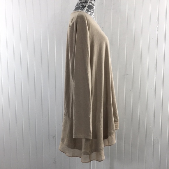 Logo Lounge Lori Goldstein Tan Tunic Shirt Womens XL Long Sleeve Tee Lagenlook - Picture 2 of 10